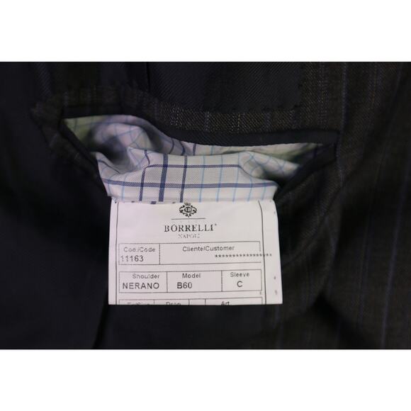 Borrelli Napoli Gray Striped Wool Suit Jacket Blazer Flawed 36S - Picture 11 of 14